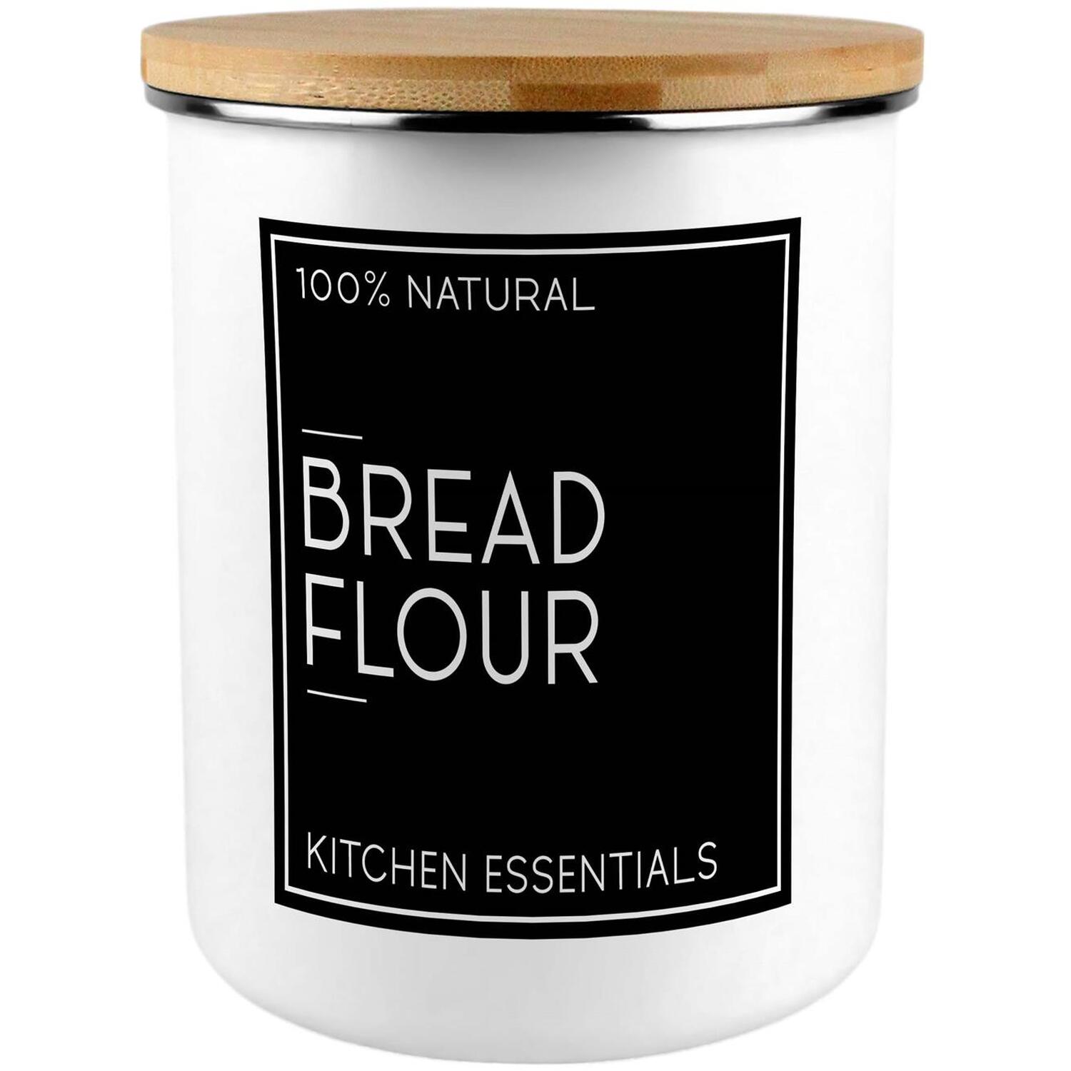 B&Q - Inverted Minimalist Bread Flour Storage CanisterStylish Black & White Kitchen/home Large Enamel Jar With Lid Bakers Gift - Image 3