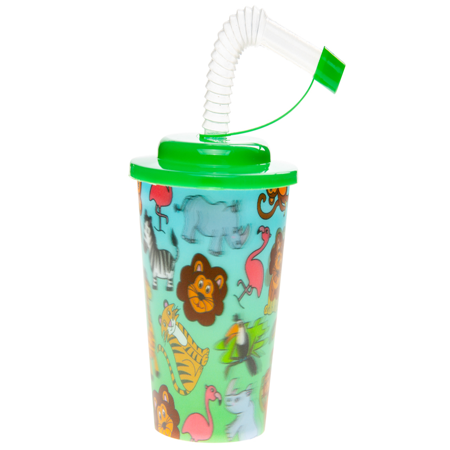  - Pack Of 12 Wild Animals 3D Cups With Straw And Lid- Theme Party Bag Filller Gifts - Image 3