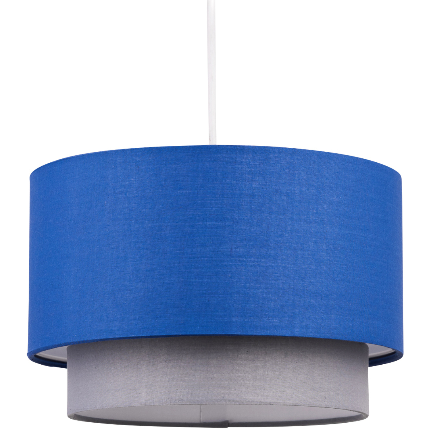 First Choice Lighting Blue & Grey 2 Tier Easy Fit Ceiling Lightshade - Navy Blue