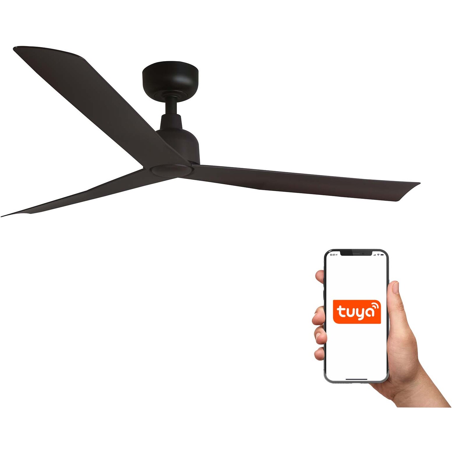 B&Q - Luminosa Marine Medium 3 Blade Ceiling Fan Dark Brown Tuya Smart System - Image 2