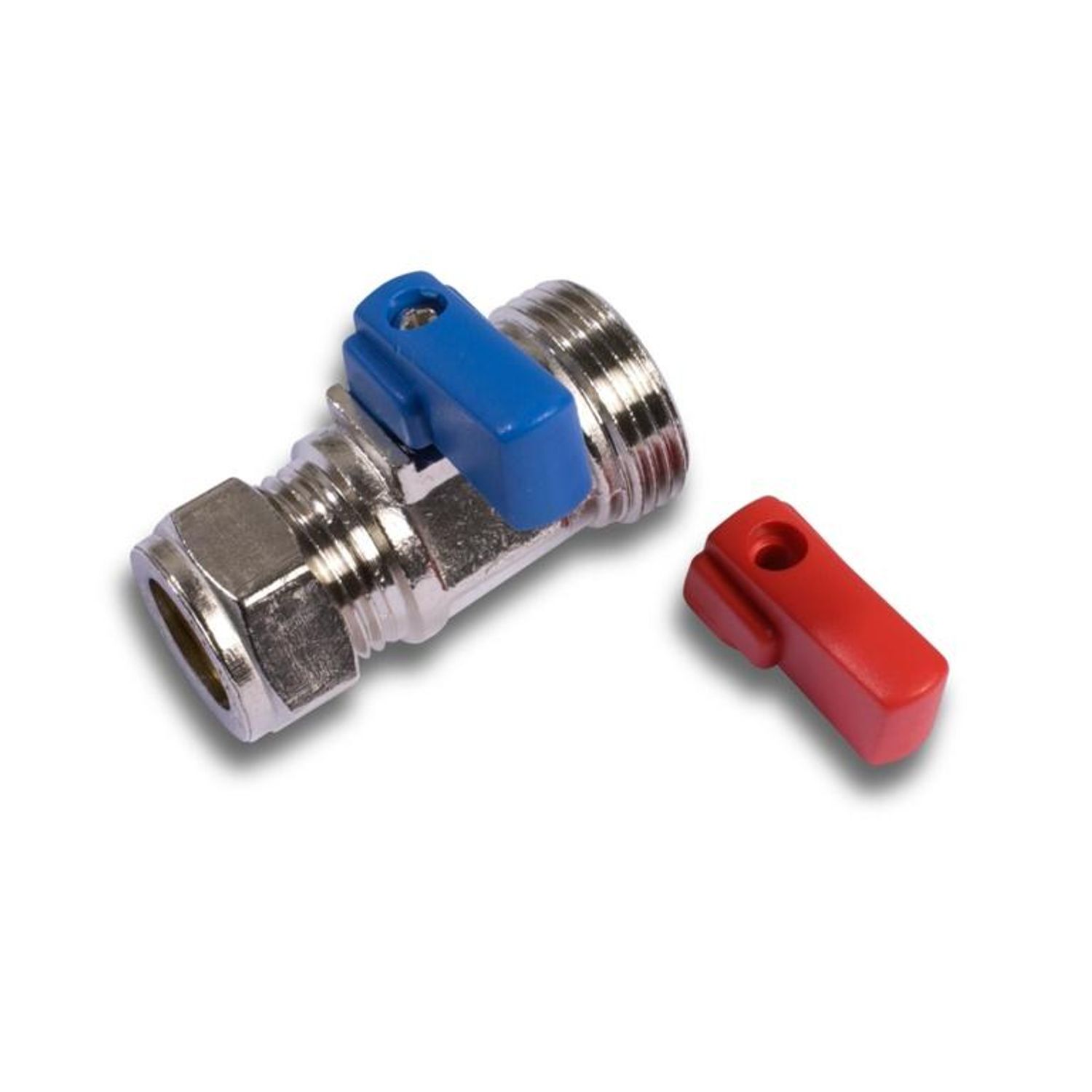 Securplumb Straight Chrome Plated Washing Machine Valve - Silver/Blue/Red