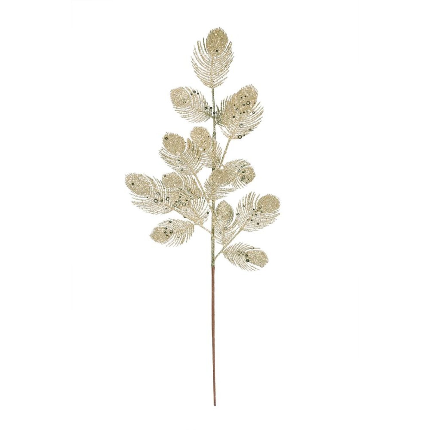 Kdmd Unisex Gold Glitter Feather Spray H70cm 2 Pack - Image 2