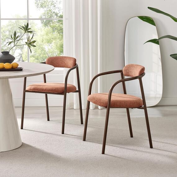 2x Rhea Fabric Dining Chairs Bronze Legs