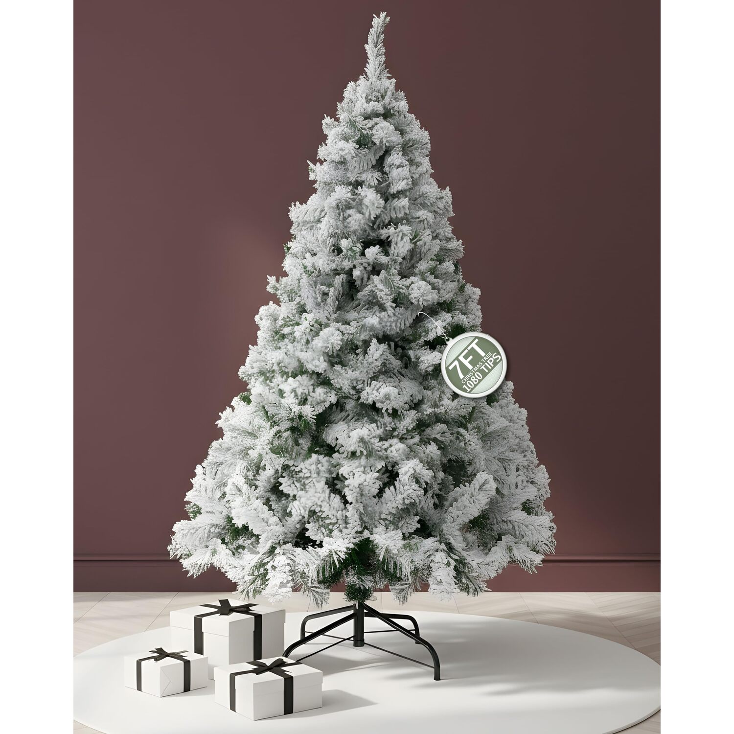 Pelle & Sol 7Ft Snow Tipped Christmas Tree With 1080 Tips - Snow Tipped White