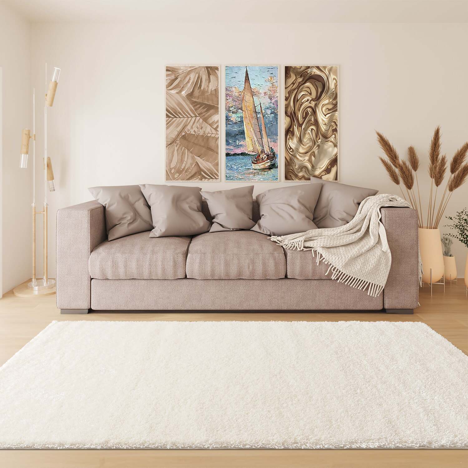 Ruglenza Isola Shaggy Rug - Cream / 230Cm