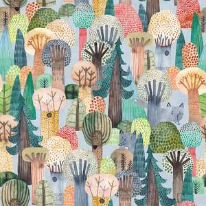 Sample of Wolves in the Wood Wallpaper in Multicoloured