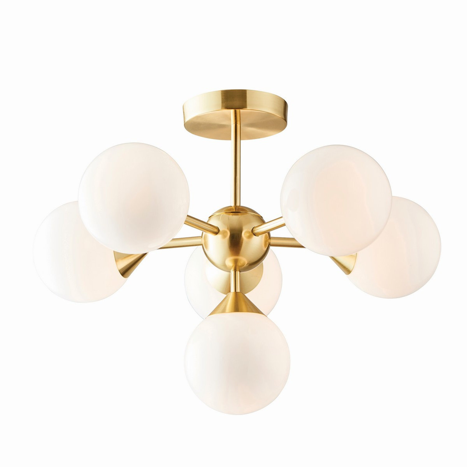 Netlighting Unisex Gold Oscar Semi Flush Satin Brushed Effect Plate & Gloss White Glass Light Dimmable Ip20 G9 Size 6 - Image 4