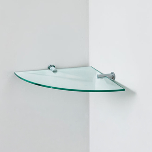 Showerdrape Infinity 300mm Stainless Steel Chrome & Glass Corner Wall Mounted Vanity Shelf