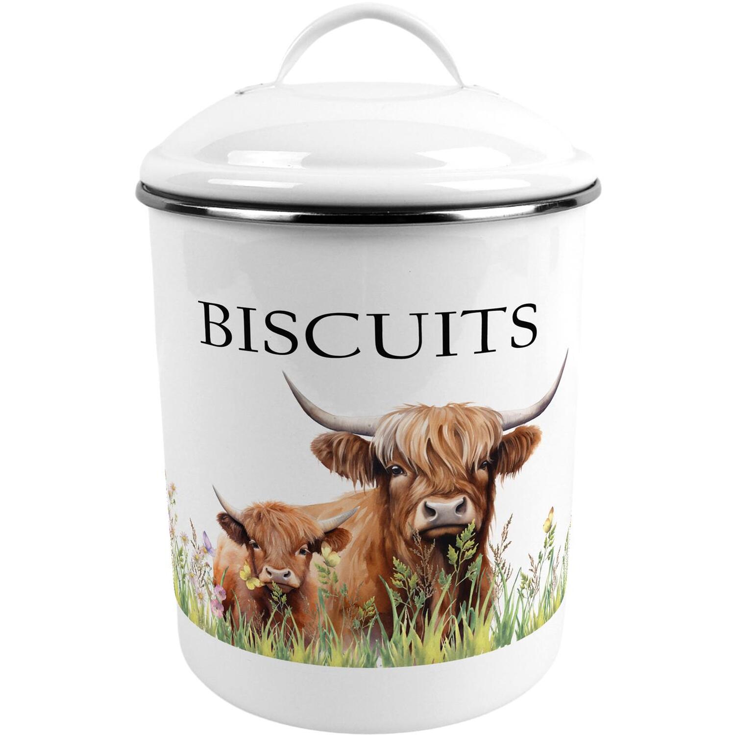 Purely Home Highland Cow & Calf Large Biscuit Storage Tin - Multicoloured