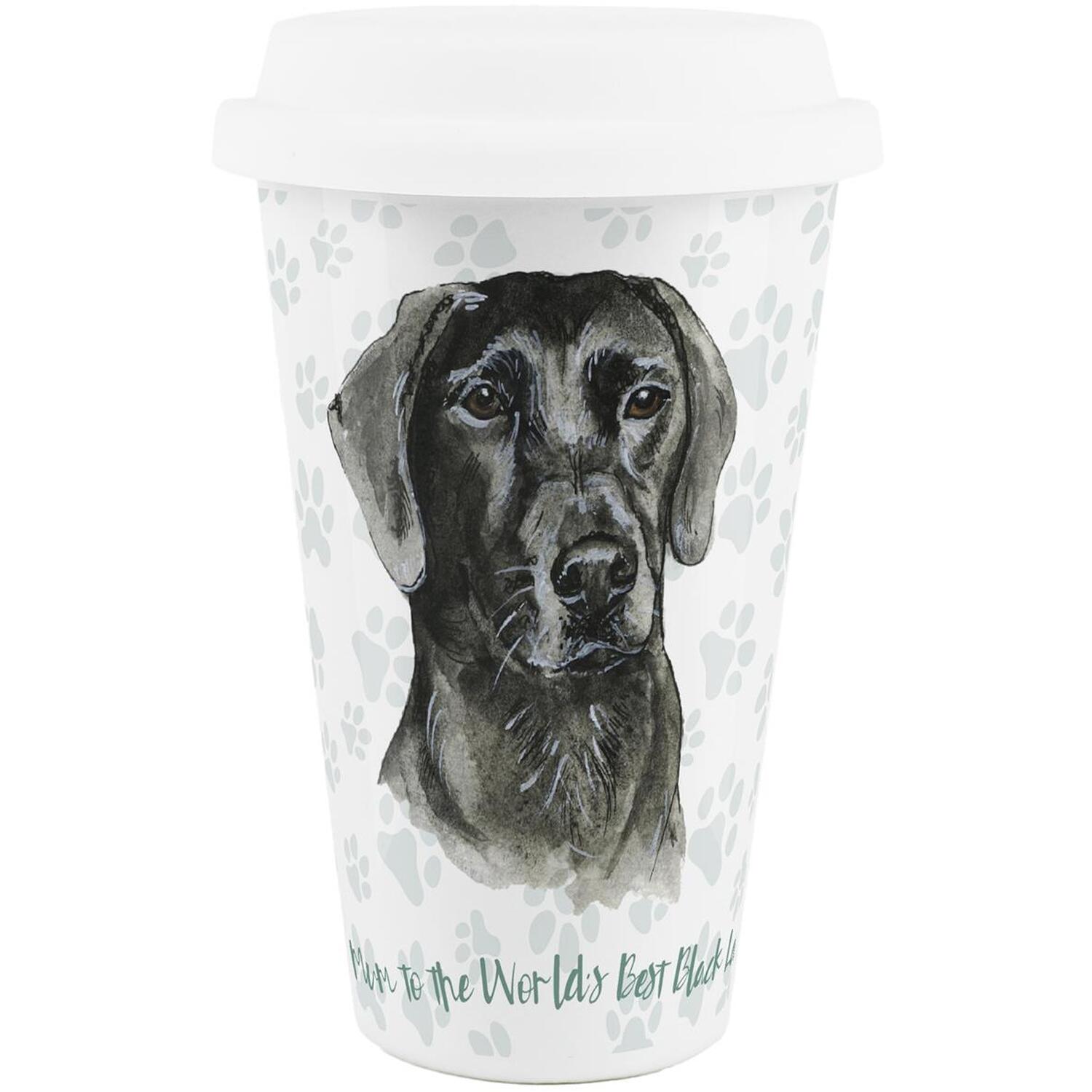 Black Lab Dog Mum Ceramic Travel Mug - Novelty Dog Portrait Reusable Cup Gift - Image 2
