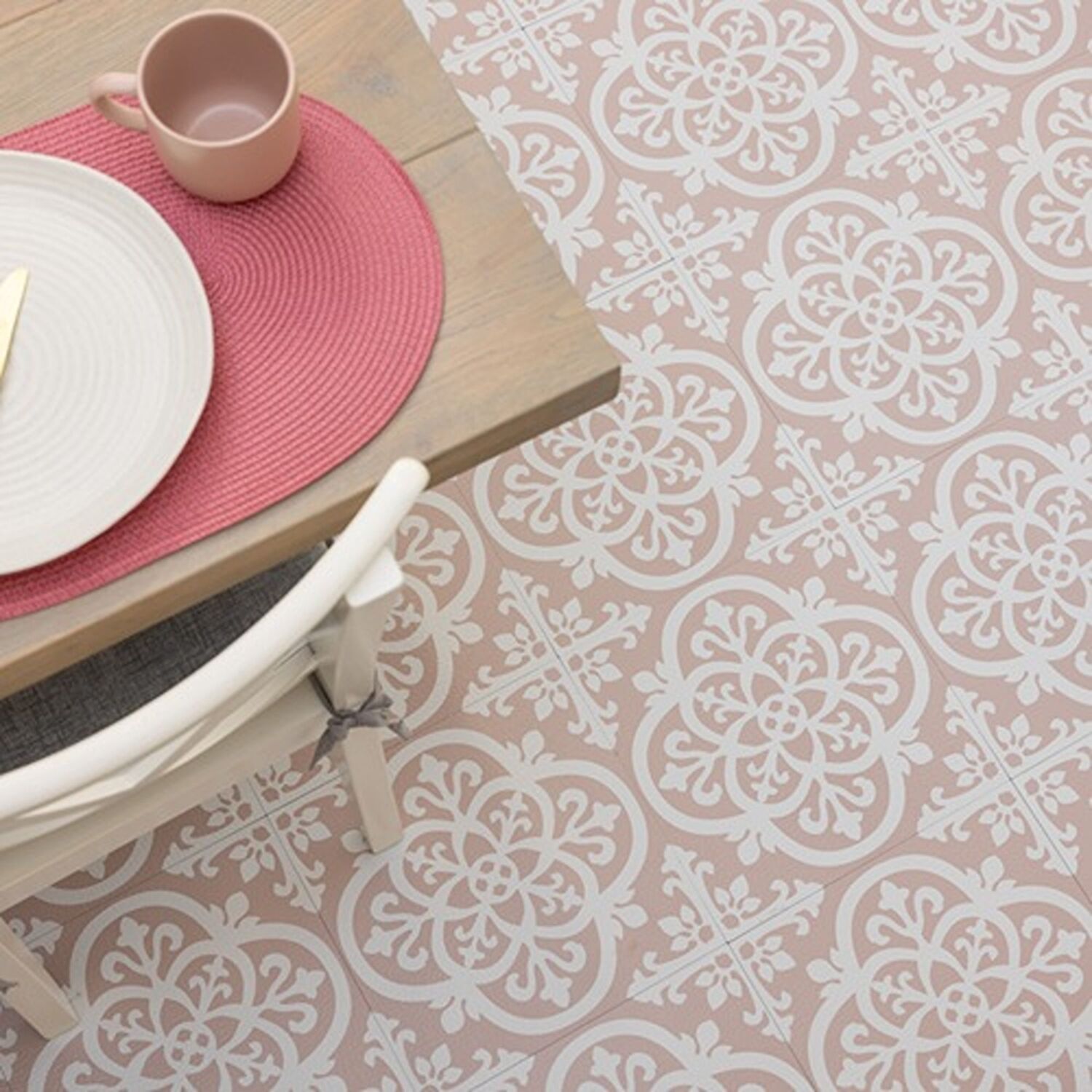 Fine Decor Floor Pops Gothic Blush Self-Adhesive Vinyl Floor Tiles