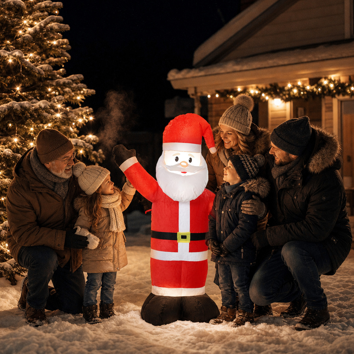 Outsunny Unisex Red 5Ft Christmas Inflatable Velvet Look Santa Claus In - Image 2