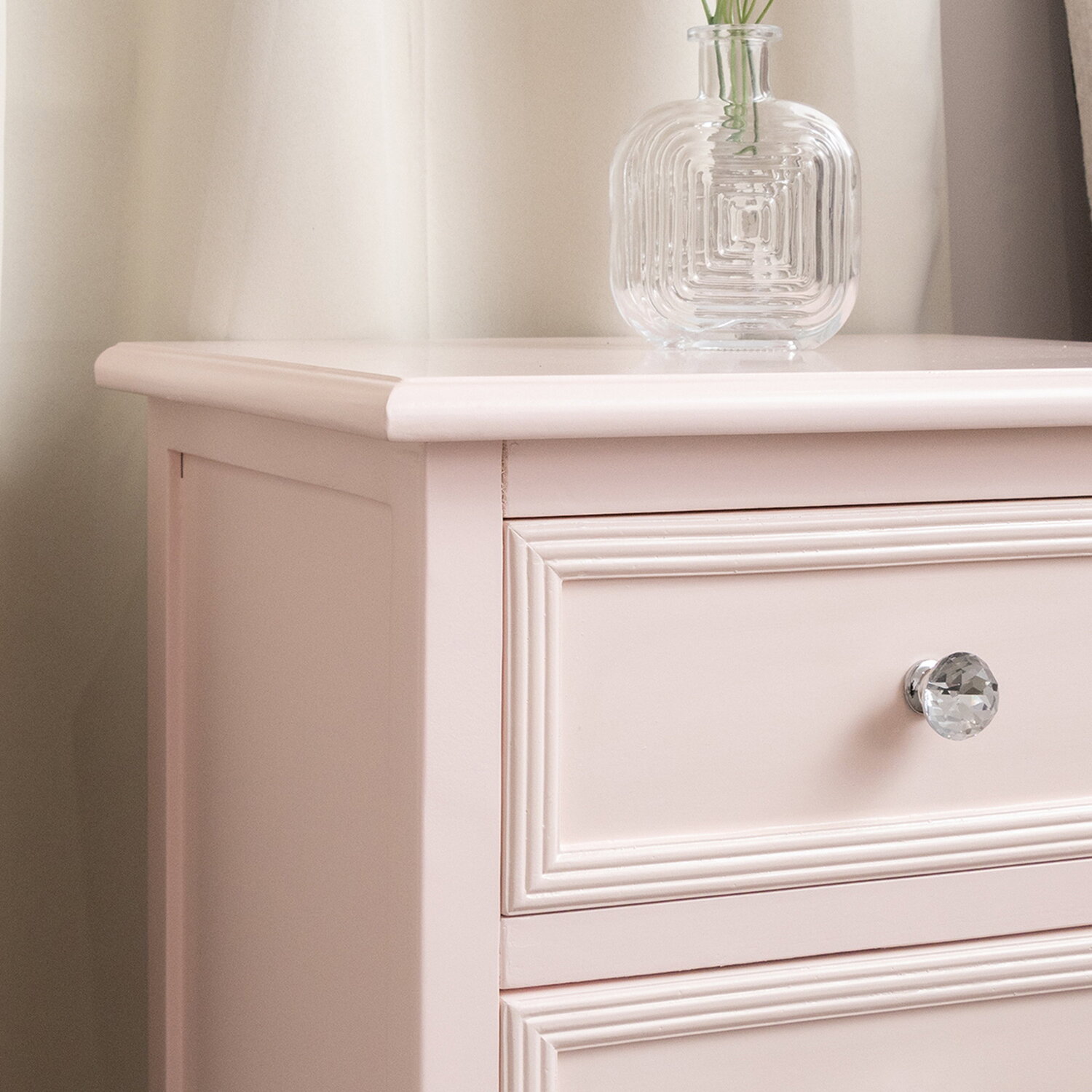 Pink Drawer Stuff Pink 3 Drawer Bedside Table - Sophia Pink Collection