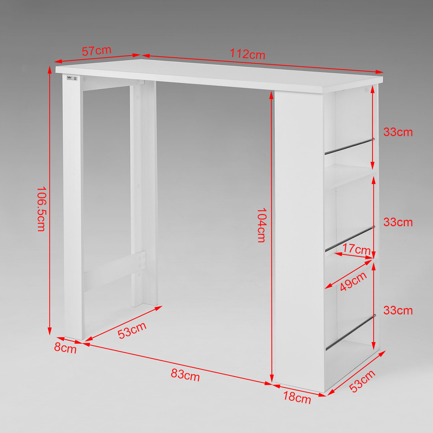 Sobuy Kitchen Dining Bar Table - White