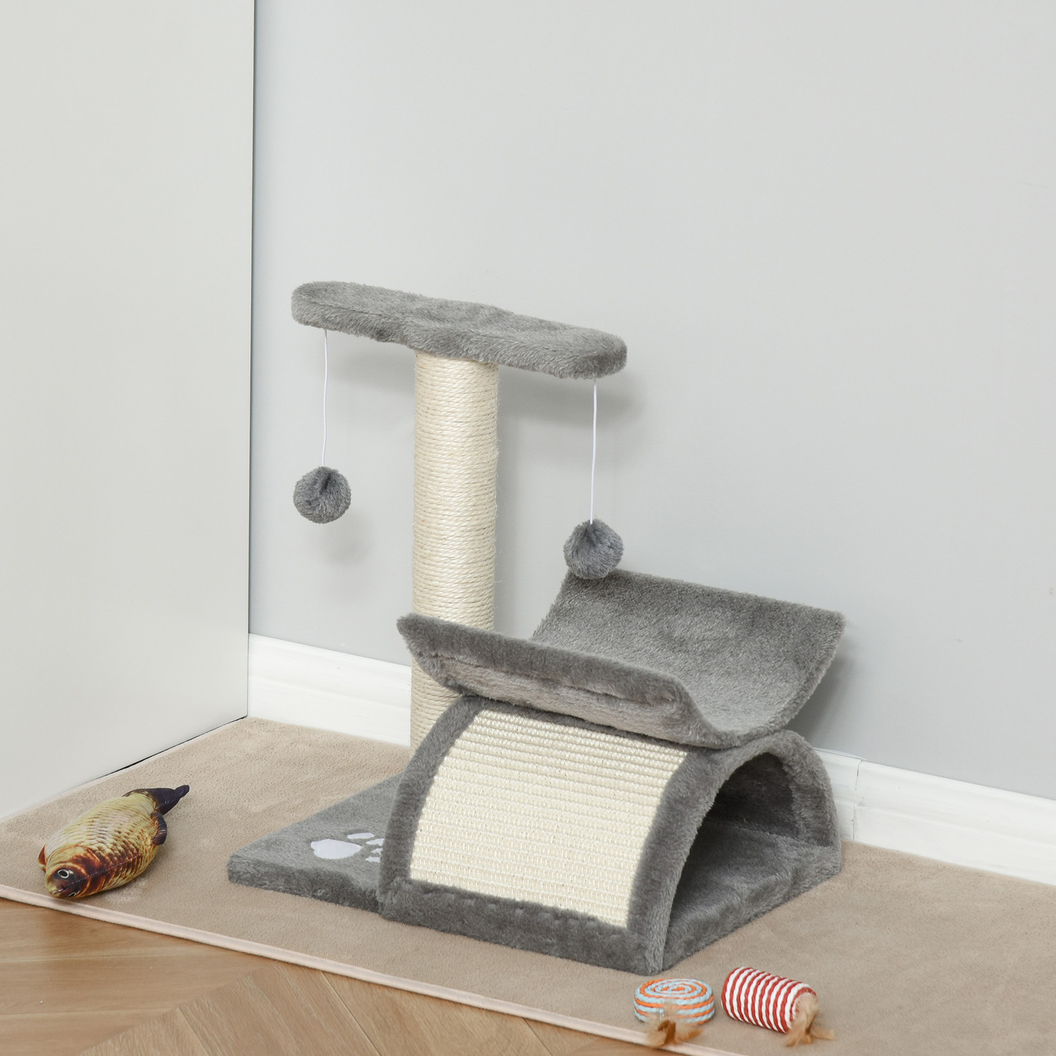 Pawhut Cat Tree Plush - Grey