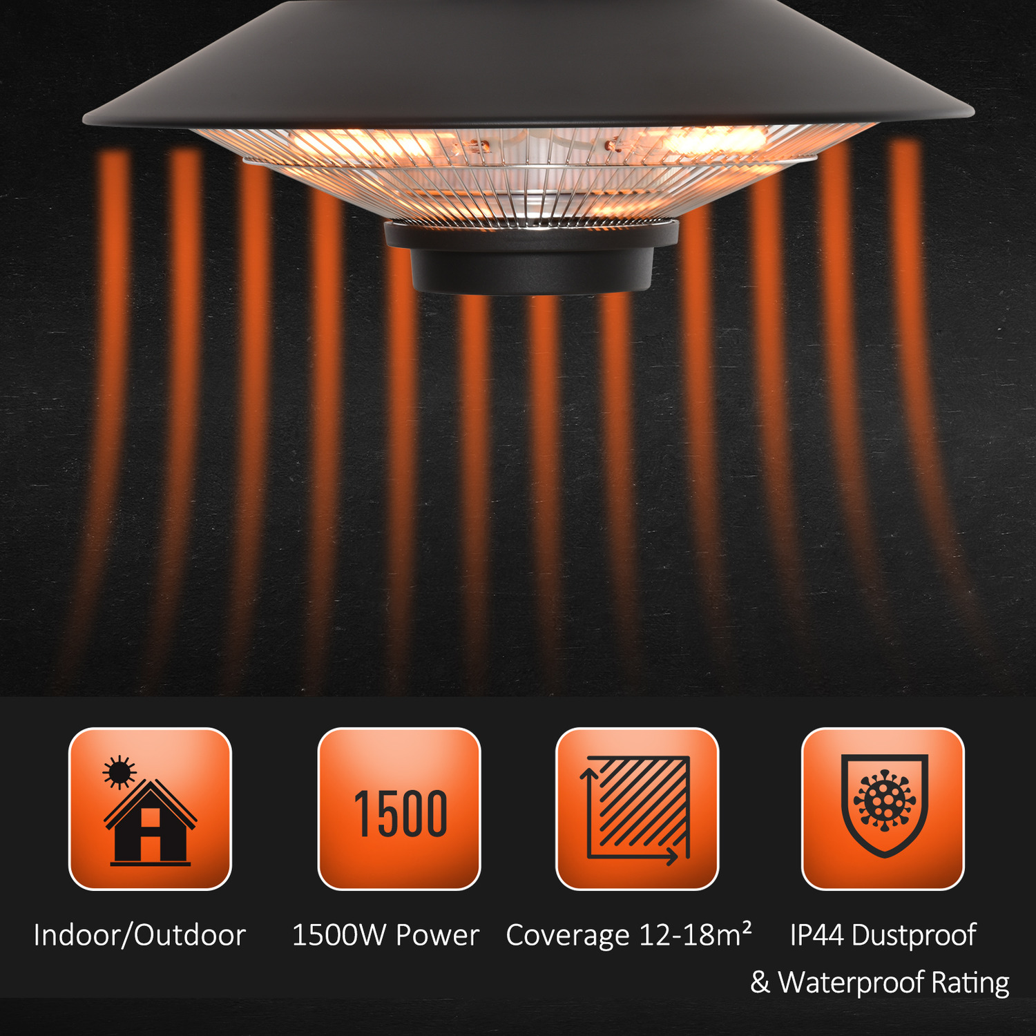 1500W Electric Patio Heater Hanging Heater