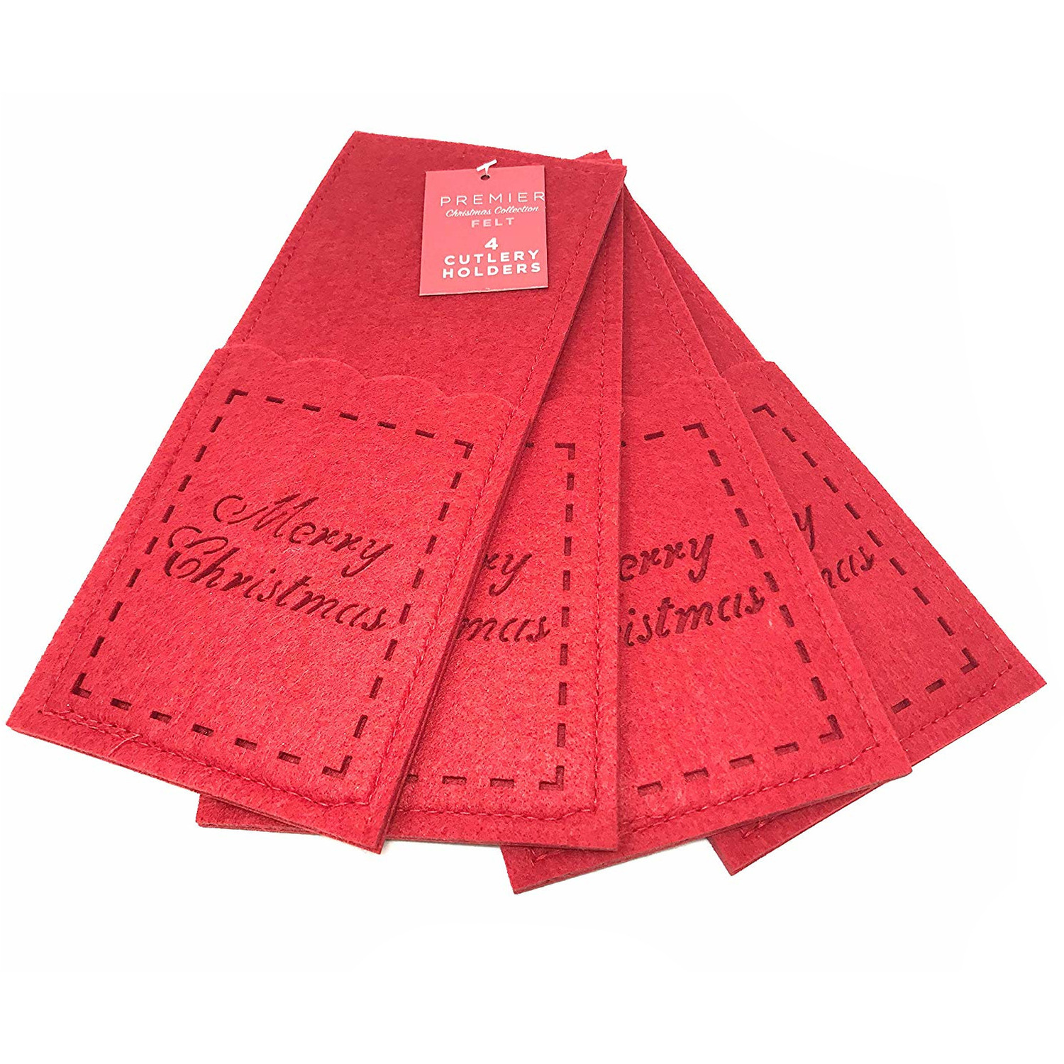 Kitchenwise Merry Christmas Red Felt Table Decor - Red / Cutlery Holder