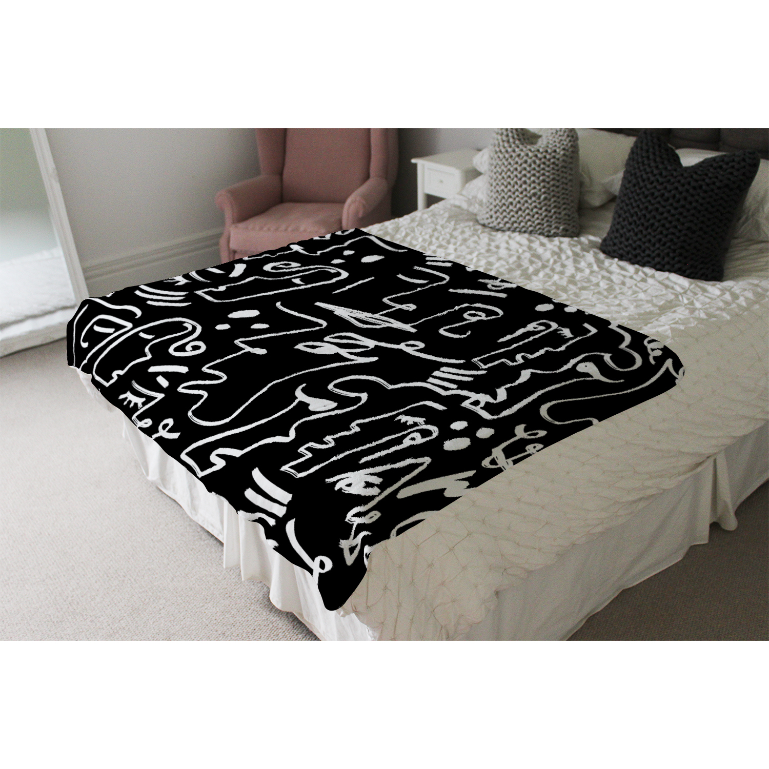 Geometric Shapes Repeating Blanket - Black