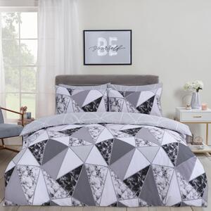 Dreamscene Marble Geo Duvet Cover with Pillowcase Bedding Set
