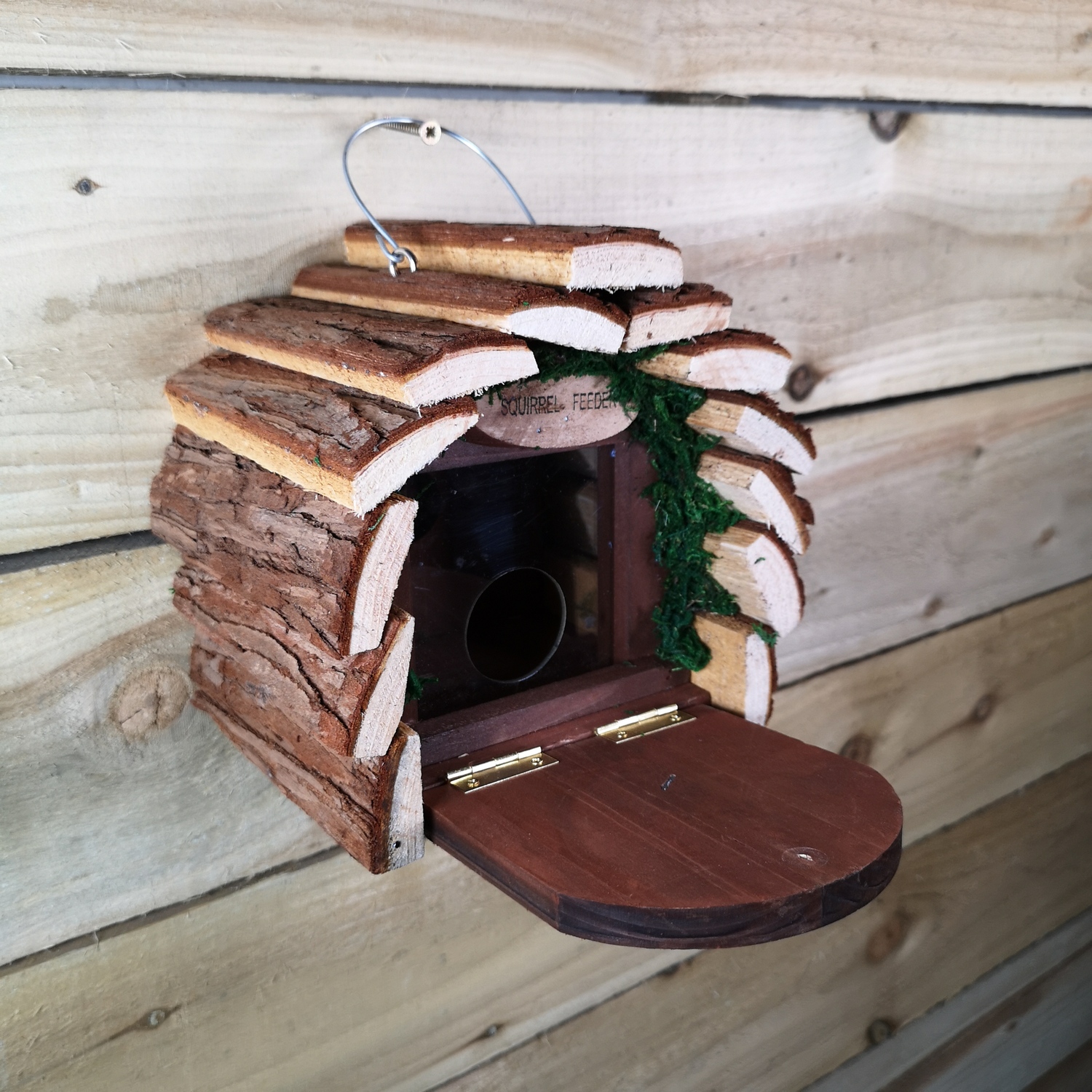 Image of Deluxe Hanging Wooden Squirrel Feeder House&hellip;