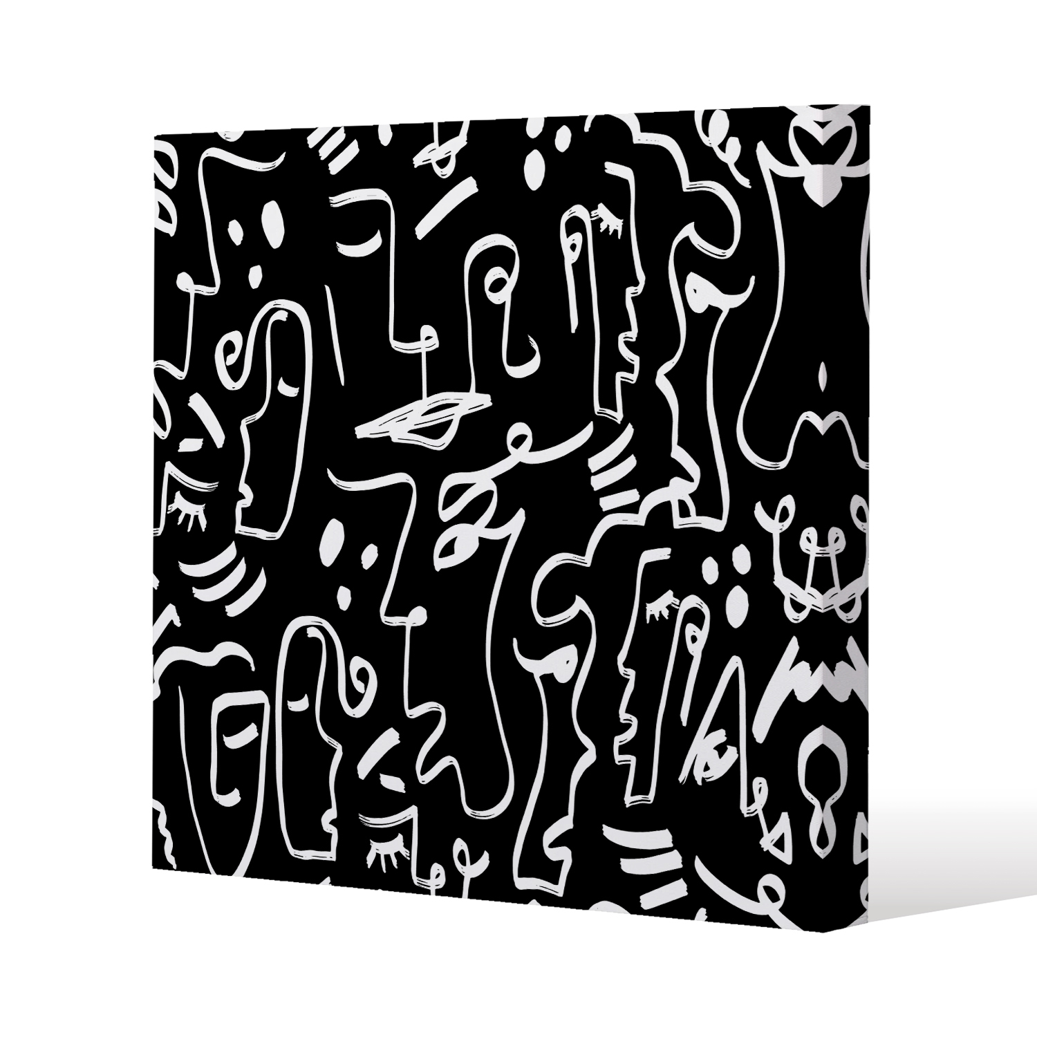 Geometric Shapes Repeating Canvas Print - Black / 101cm
