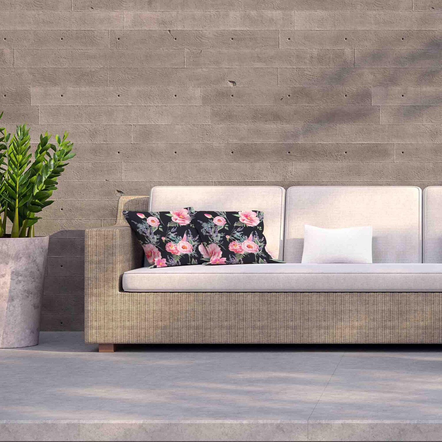 Watercolour Lavender And Garden Flowers Outdoor Cushion - Pink / 60cm