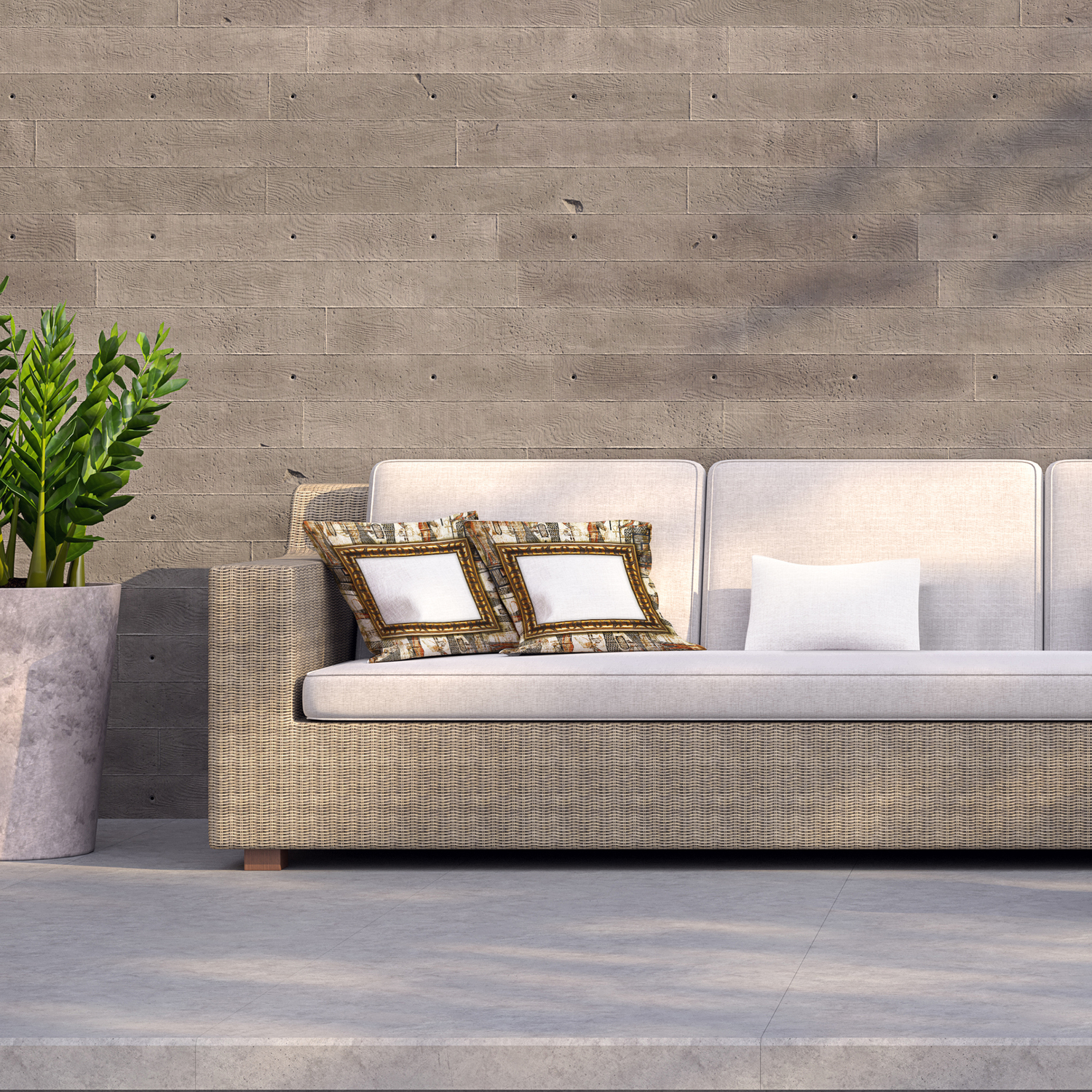 Rustic Egyptian Frame Outdoor Cushion - Brown / 60cm