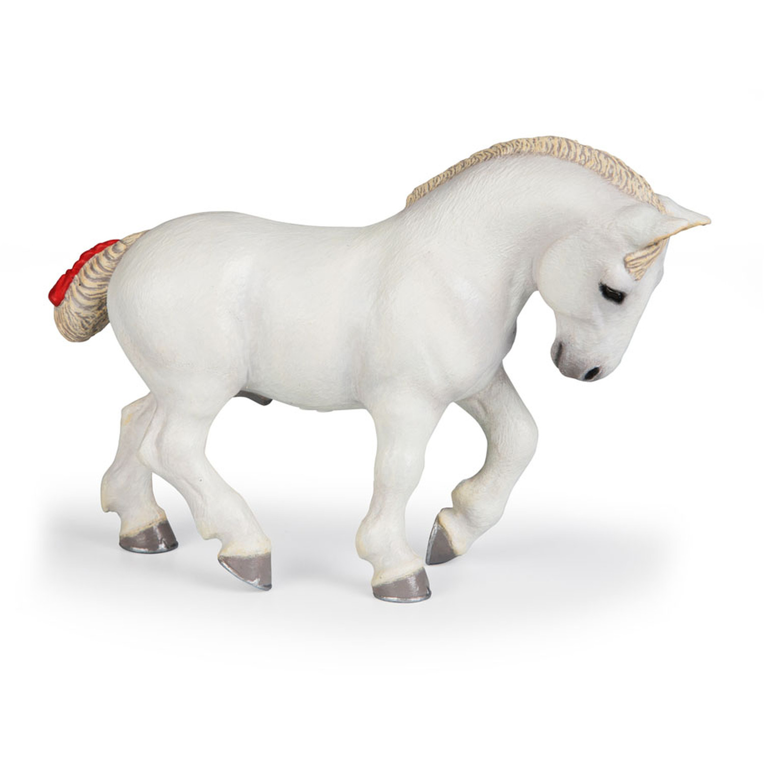 PAPO Horses and Ponies White Percheron Toy Figure - White