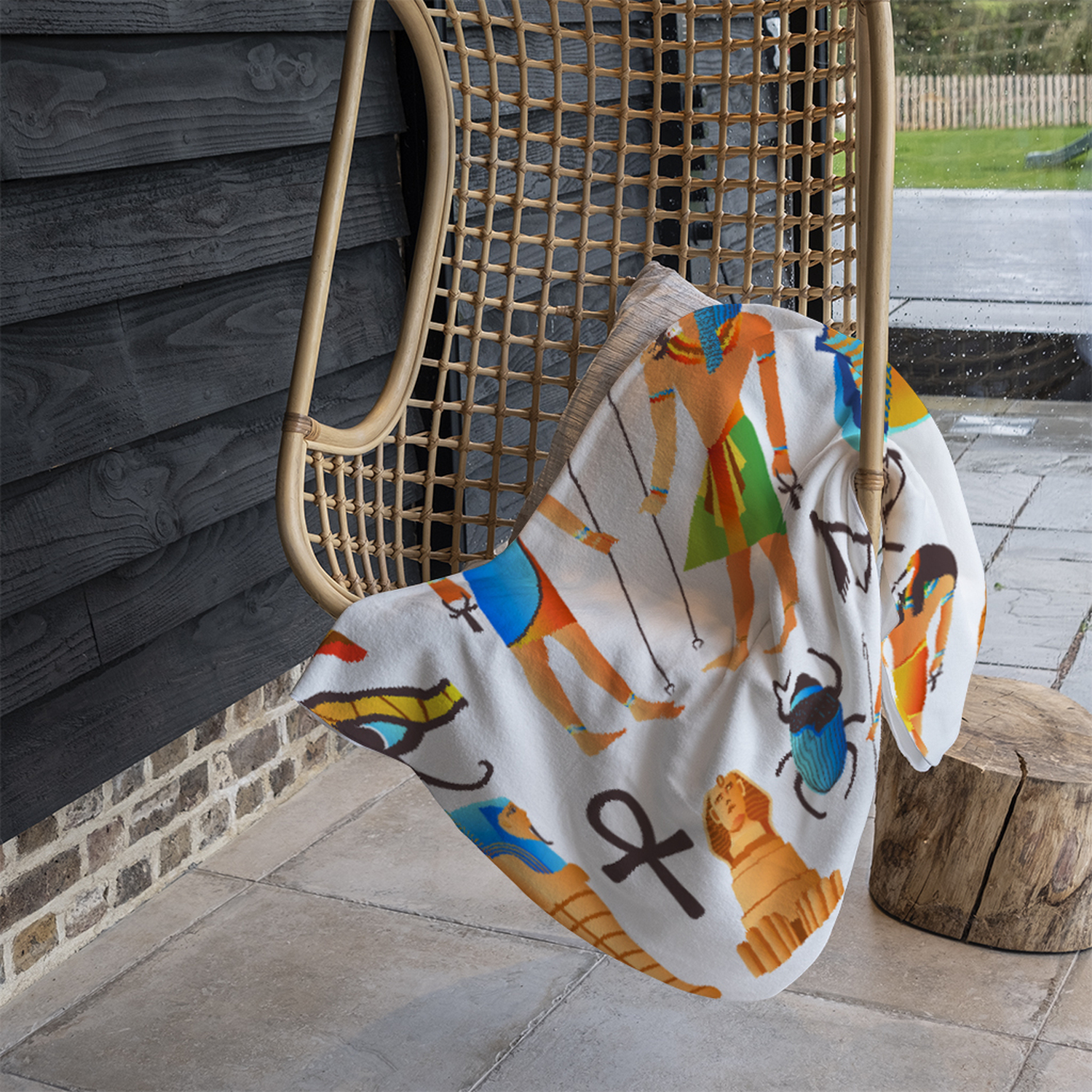 Egyptian Mythological Signs Blanket - Orange