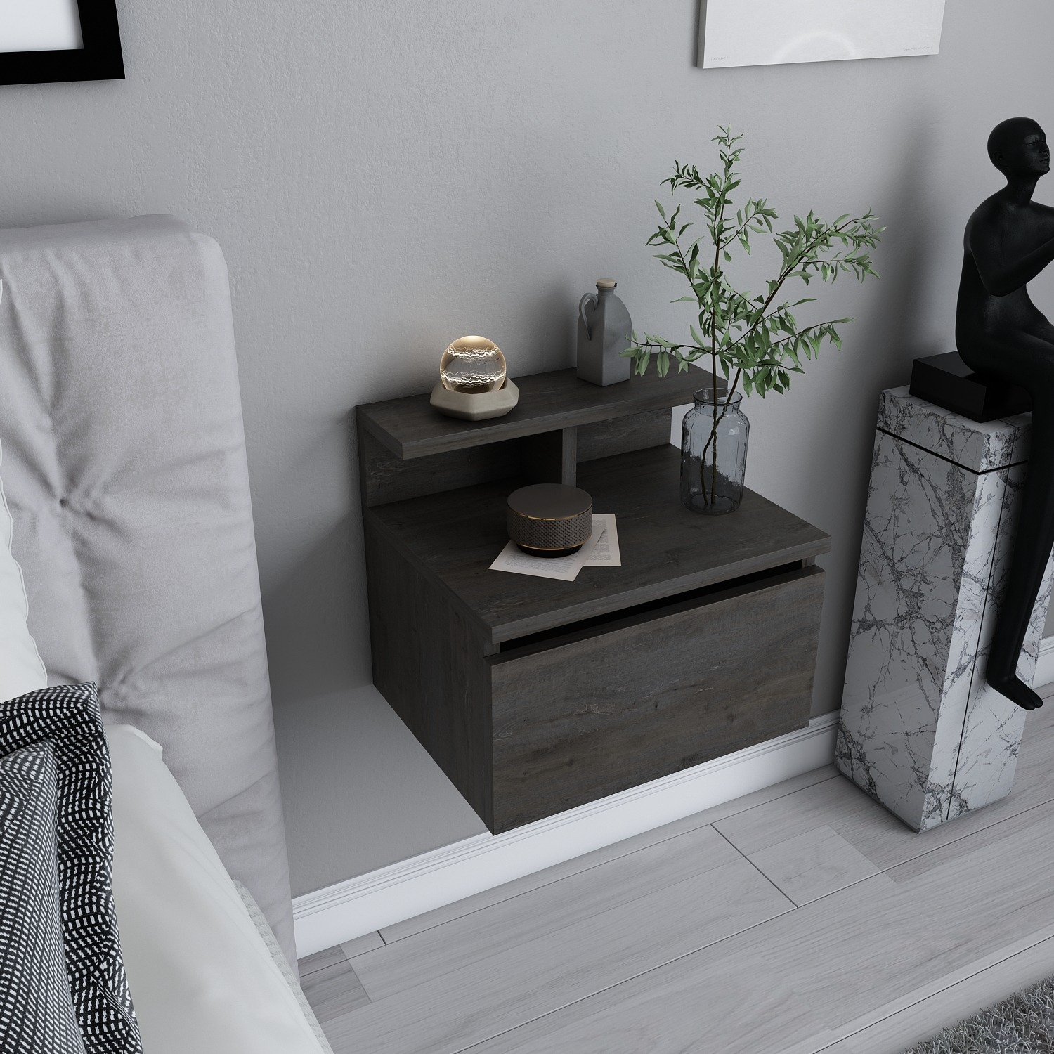 Aleph Floating Bedside Table - Wenge