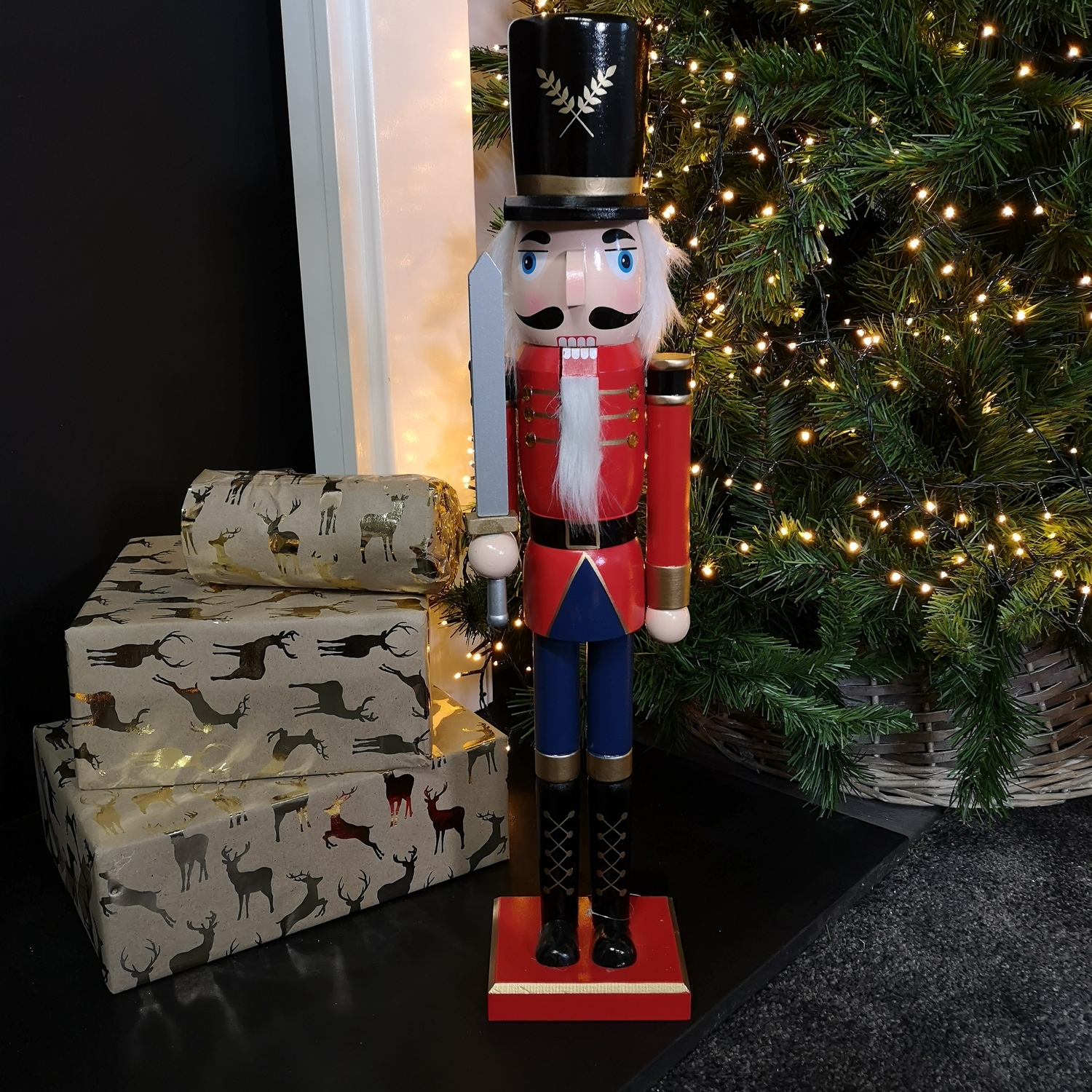 Traditional Wooden Christmas Nutcracker Soldier Decoration - red