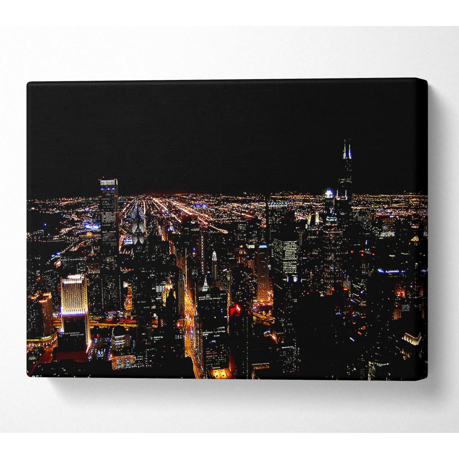 Wallart-Direct - Ariel View Of The Night City Canvas Print Wall Art - Yellow / 101.6cm thumbnail