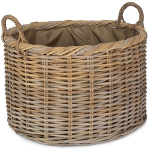 Oval Rattan Storage Basket With Cordura Lining