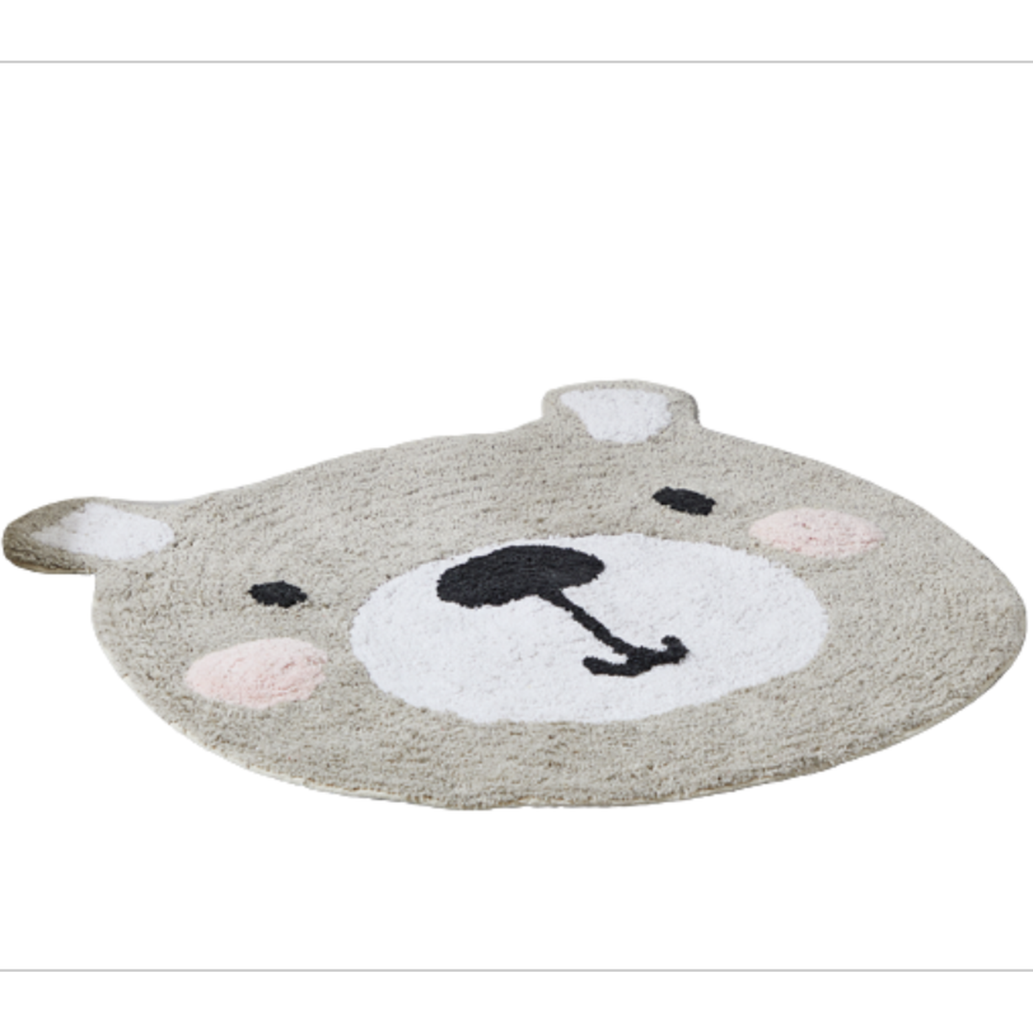Bear Face Kids Cotton Rug - Grey