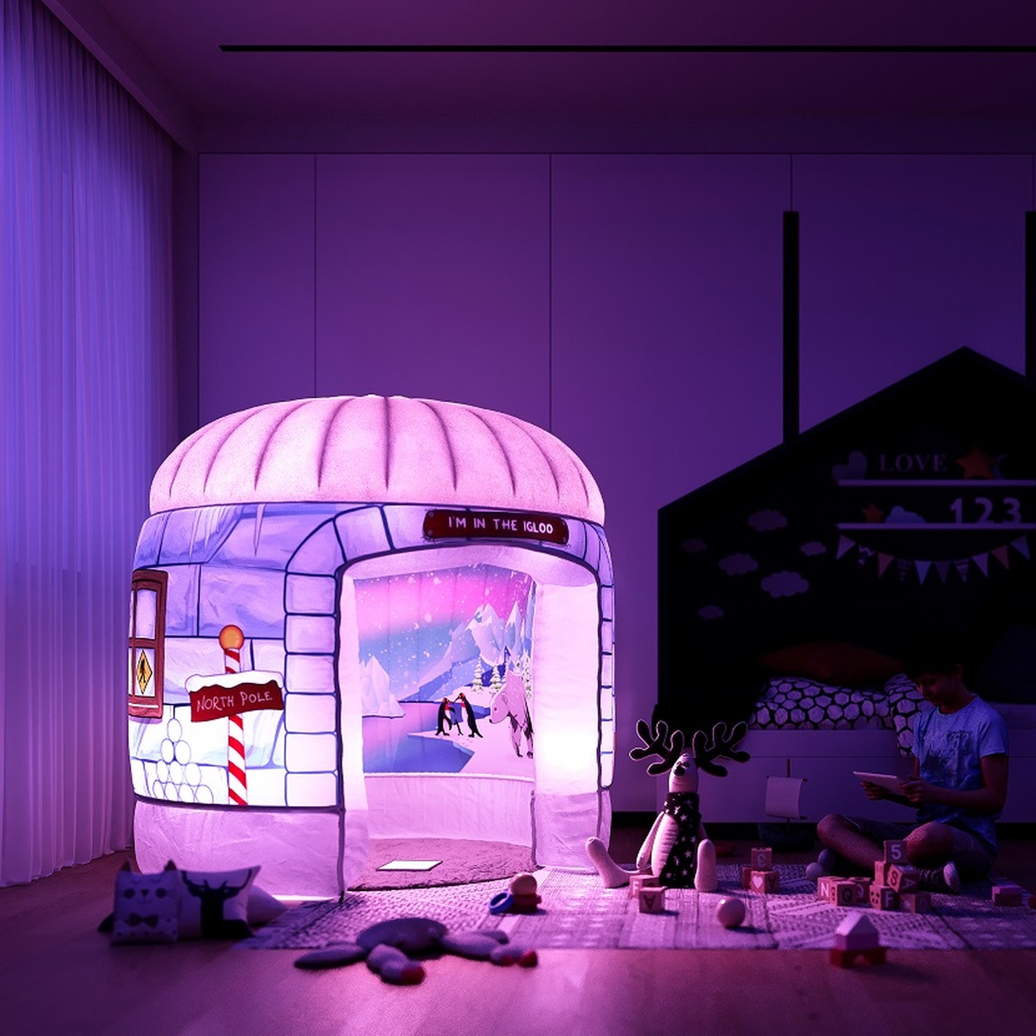 Image of Sensory Play Space - White, colour changing LEDs / Polar Ice Igloo