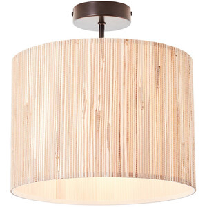 Longshore Single Semi Flush Ceiling Lamp, Natural Seagrass, Matt Black