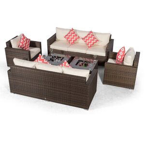 Giardino Sydney 8 Seater Rattan Sofa Set with 2 Ice Bucket Coffee Tables