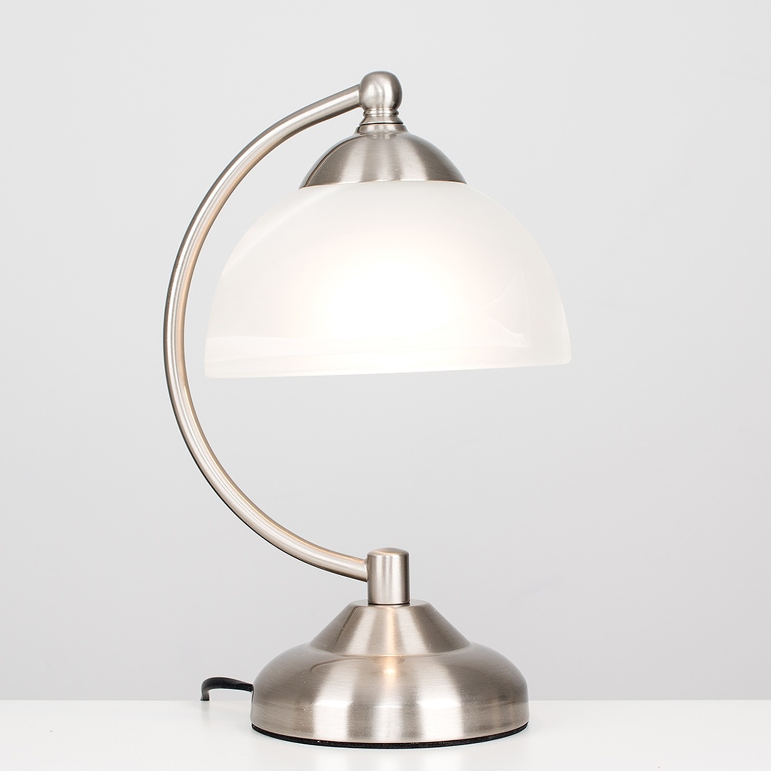 Stamford Curved Bedside Table Lamp - Brushed Chrome
