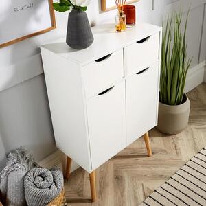 White Home Source Boden 2 Door Cupboard with 2 Drawers Storage Unit shot 4273763