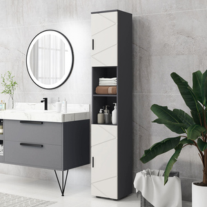 kleankin Tall Bathroom Storage Cabinet with Doors and Shelves