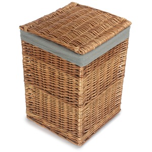 Light Steamed Square Laundry Basket with Grey Sage Lining