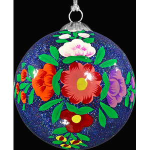 Alizeh Blue Handmade Bauble with Floral Design Eco Friendly and Plastic Free