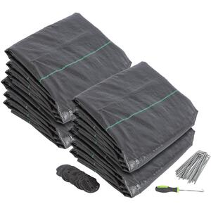 110gsm Weed Control Membrane with Pegs  Plates 2m x 100m Coverage (4 Rolls)