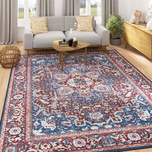 Burgundy Traditional Washable Rug