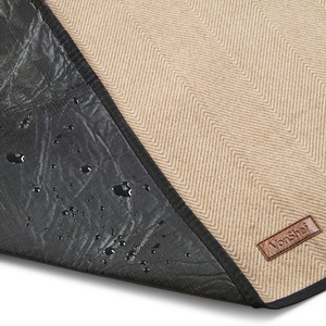 Beige / 180cm Picnic Blanket with Faux Leather Carry Handle shot 5183405