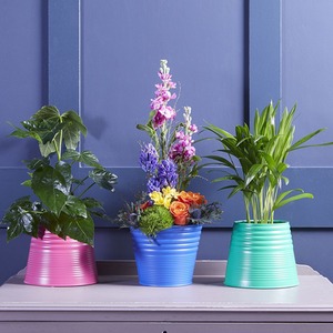 Set of 3 Indoor Upside Down Tin Plant Pots