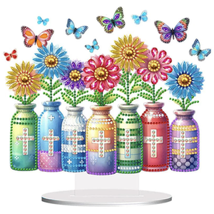 Floral Cross Bottle Vases Diamond Art Kit