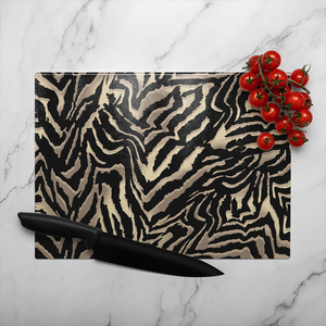 Gold Zebra Print Glass Chopping Board