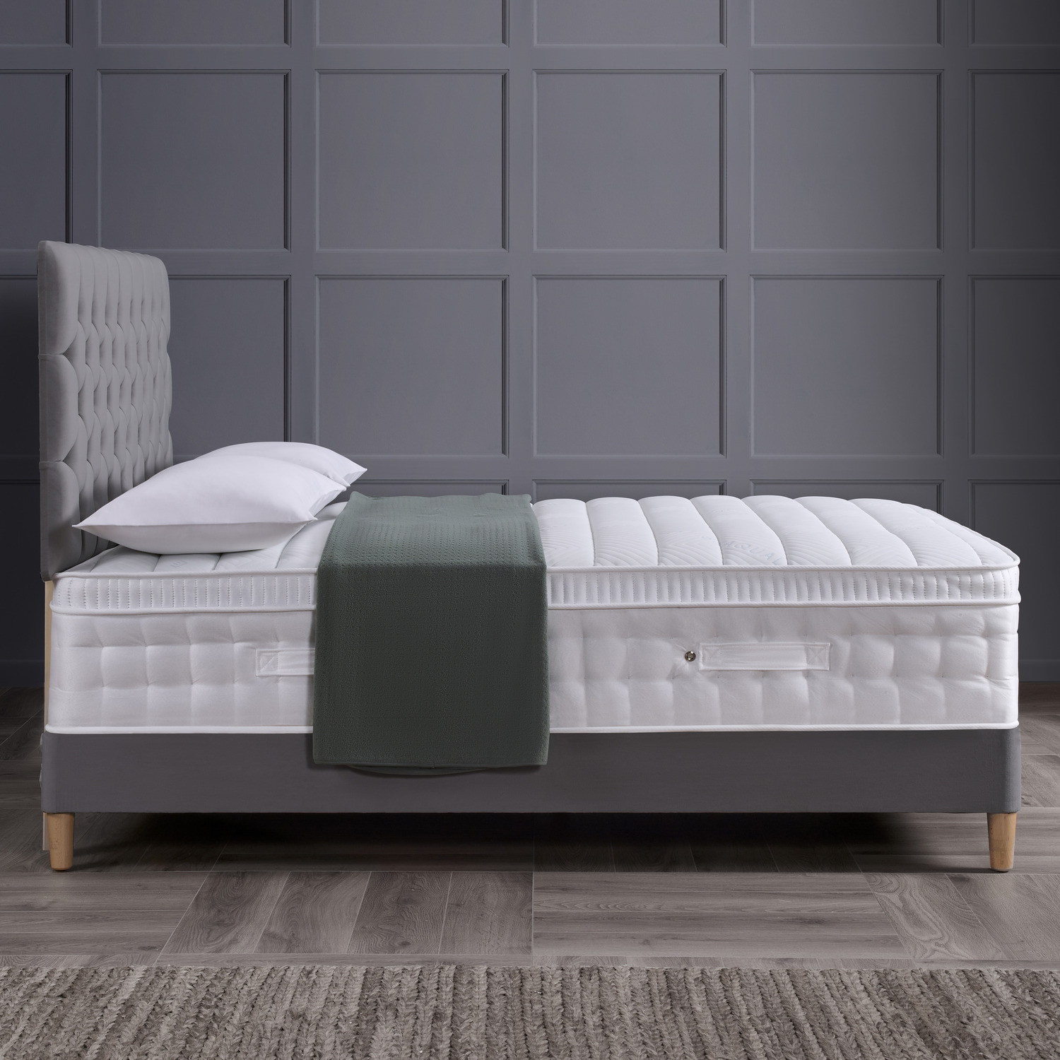 Caesar 2000 Pocket Sprung Foam Pillow Top Mattress - White Double Foam Latex Polyester Satin
