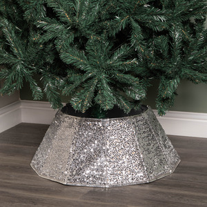 Fabric Folding Christmas Tree Skirt Decoration with Sequins